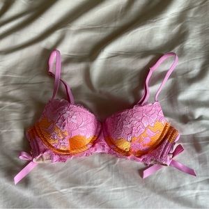 Savage x Fenty Orange with Pink Lace Push Up Bra